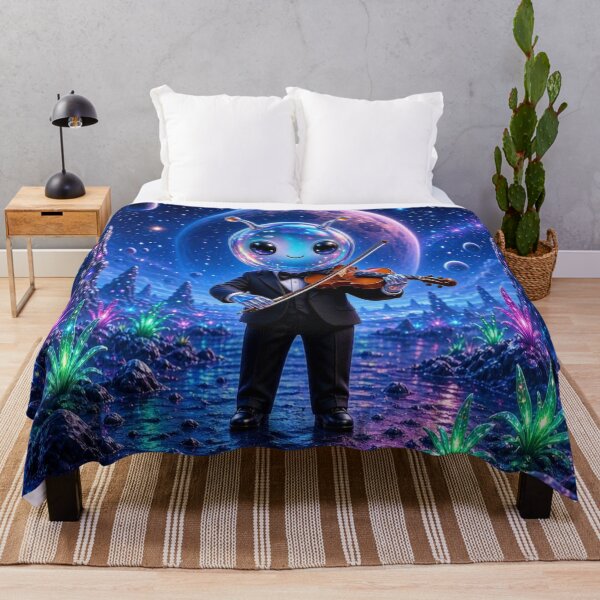 Item preview, Cute Alien Medanix - Cosmic Violinist Playing in Galaxy designed and sold by Breezes-of-Ida.