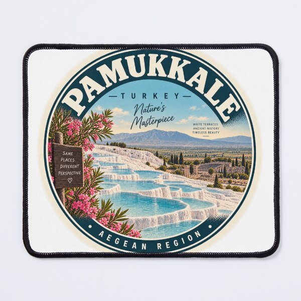 Item preview, Pamukkale Turkey Vintage Travel Badge – Retro Travertine Souvenir designed and sold by DreamPaw Studio.