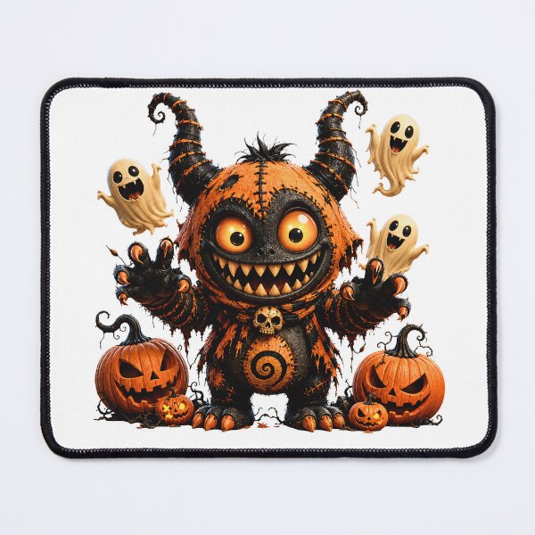 Item preview, Cute Scary Halloween Monster with Ghosts and Pumpkins designed and sold by ArtSpark Studio.