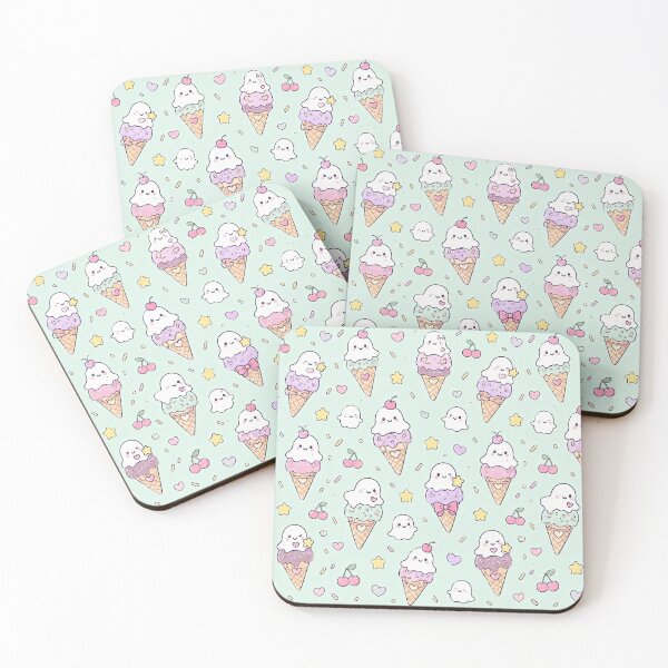 Item preview, Kawaii Ghost Ice Cream Pattern designed and sold by Soft Berry Studio.