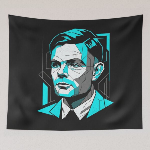 Item preview, Alan Turing Geometric Cybernetic Portrait Illustration designed and sold by Owcomm.