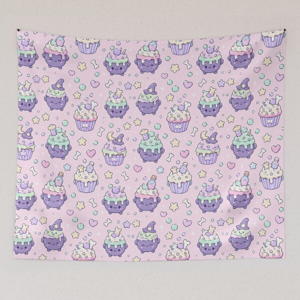 Item preview, Kawaii Cauldron Cupcake Pattern designed and sold by Soft Berry Studio.