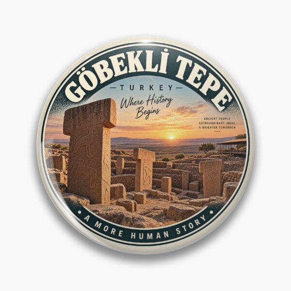 Item preview, Gobekli Tepe Turkey Vintage Travel Badge – Ancient History Souvenir designed and sold by DreamPaw Studio.