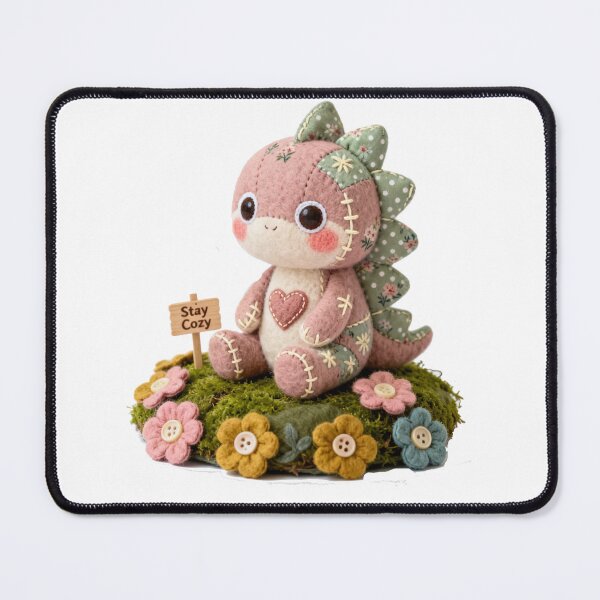Item preview, Cute Kawaii Patchwork Dinosaur | Stay Cozy Floral Felt Craft Sticker designed and sold by HOODYBUDSTYLES.