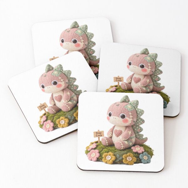 Item preview, Cute Kawaii Patchwork Dinosaur | Stay Cozy Floral Felt Craft Sticker designed and sold by HOODYBUDSTYLES.