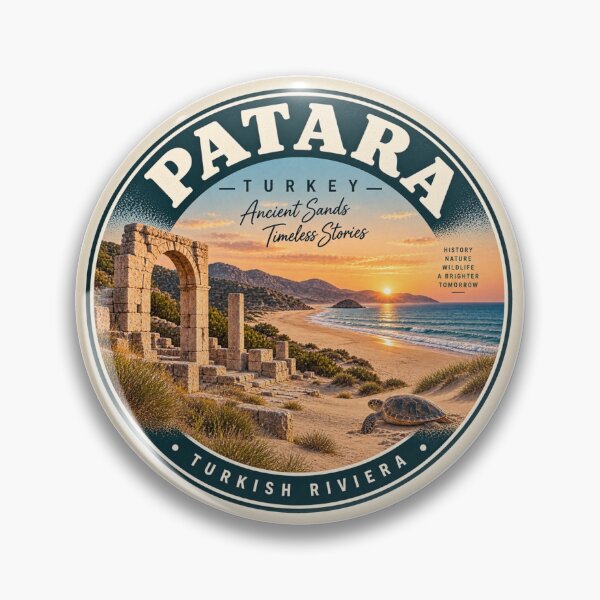 Item preview, Patara Turkey Vintage Travel Badge – Ancient Beach Retro Souvenir designed and sold by DreamPaw Studio.