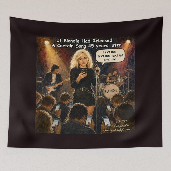 Item preview, Blondie “Text Me Anytime” Retro-Tech Parody Cartoon designed and sold by Rick London Gifts.