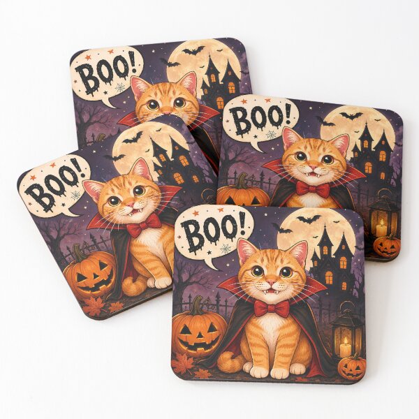 Item preview, Cute Halloween ginger cat vampire designed and sold by KLflorals.
