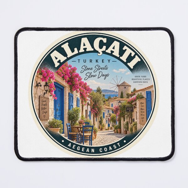 Item preview, Alacati Turkey Vintage Travel Badge – Aegean Coast Retro Souvenir designed and sold by DreamPaw Studio.