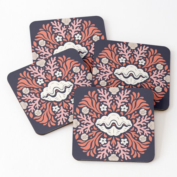 Item preview, Giant Clam & Coral – Polynesian Tifaifai Inspired Pattern designed and sold by Tahitifaifai.