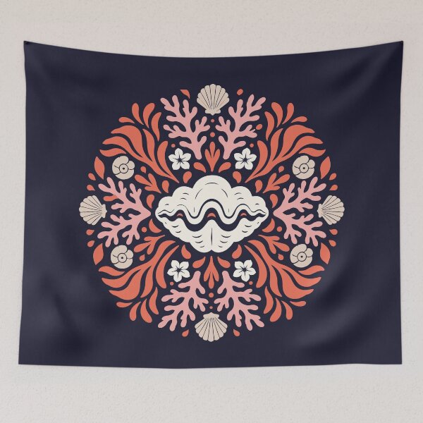 Item preview, Giant Clam & Coral – Polynesian Tifaifai Inspired Pattern designed and sold by Tahitifaifai.