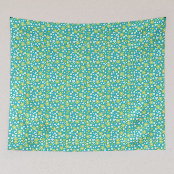 Item preview, Turquoise Floral Hearts Pattern – Cheerful Nature Design designed and sold by Yasmine Mohammed.