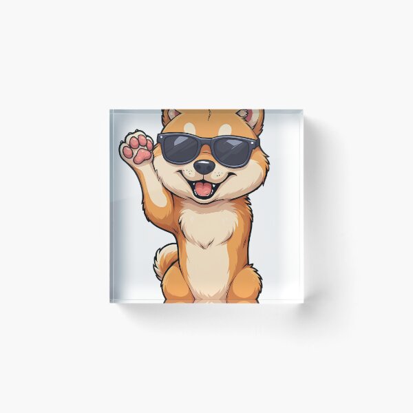 Item preview, Cute Shiba Inu Dog Wearing Sunglasses Waving Paw designed and sold by Holub Art Studio & design.