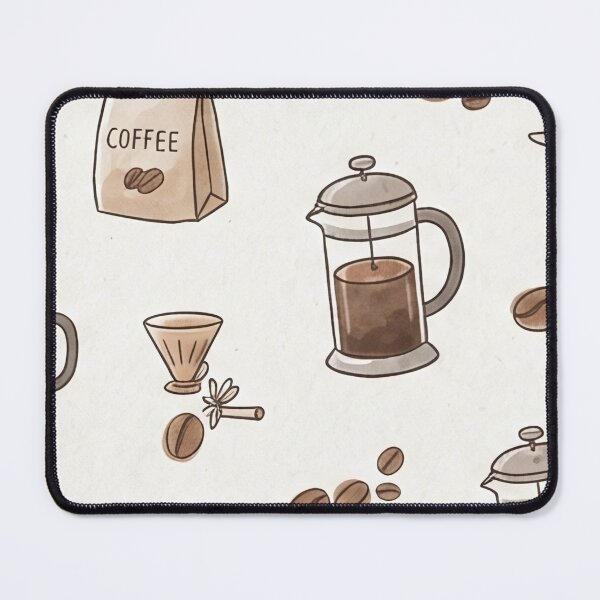 Item preview, Minimalist Coffee Beans and French Press Pattern designed and sold by SassyArtistry.