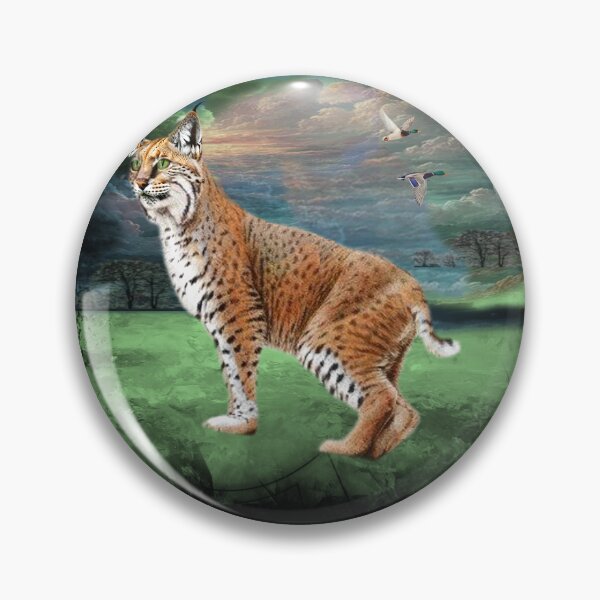 Item preview, Bobcat with Duck in a Dreamy Landscape designed and sold by Patricia Brown.