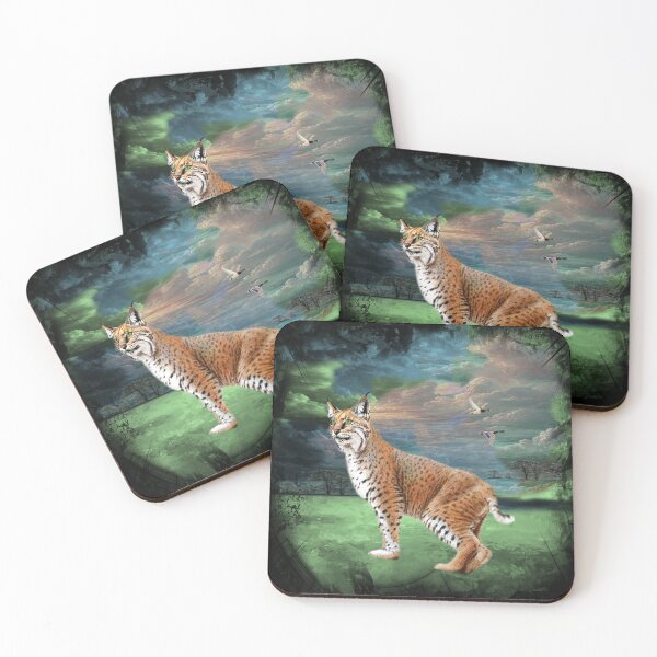 Item preview, Bobcat with Duck in a Dreamy Landscape designed and sold by Patricia Brown.