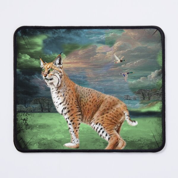 Item preview, Bobcat with Duck in a Dreamy Landscape designed and sold by Patricia Brown.