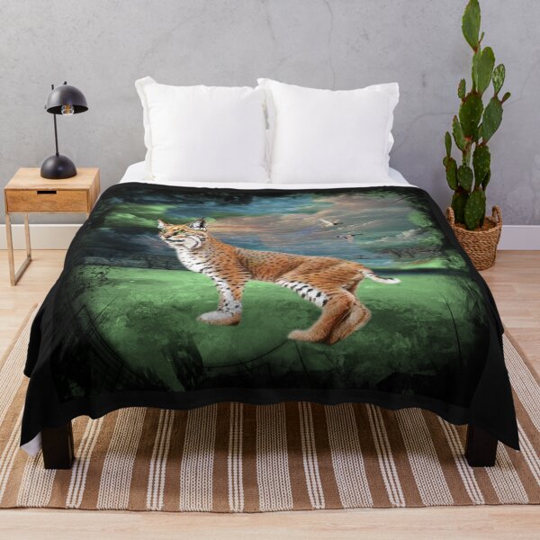 Item preview, Bobcat with Duck in a Dreamy Landscape designed and sold by Patricia Brown.