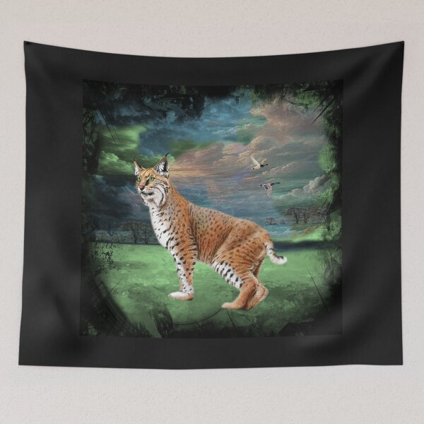 Item preview, Bobcat with Duck in a Dreamy Landscape designed and sold by Patricia Brown.