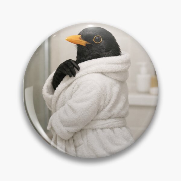 Item preview, Eurasian Blackbird Wearing a Bathrobe designed and sold by Sillytoe.