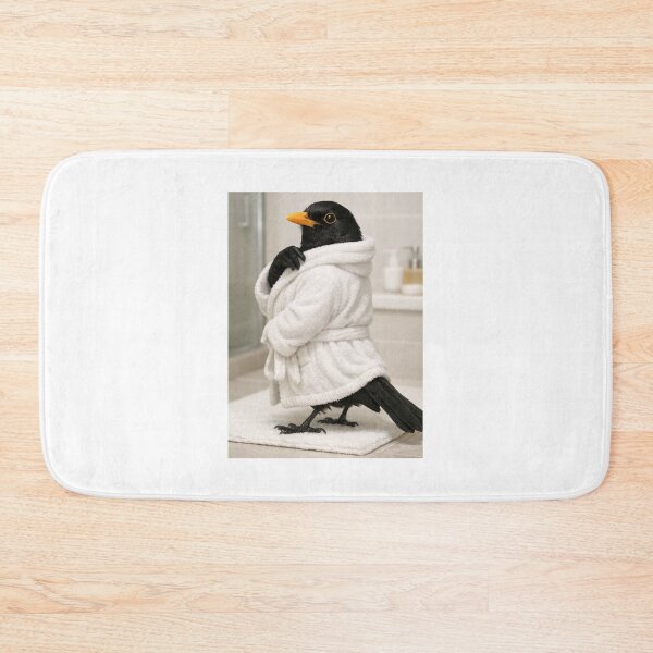 Item preview, Eurasian Blackbird Wearing a Bathrobe designed and sold by Sillytoe.