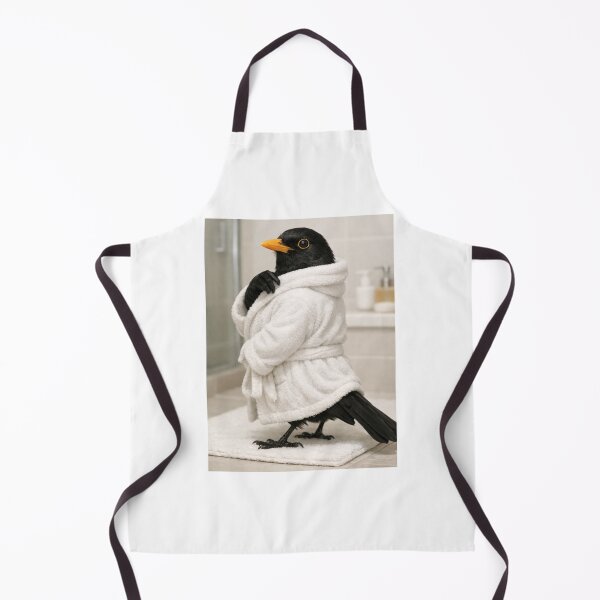 Item preview, Eurasian Blackbird Wearing a Bathrobe designed and sold by Sillytoe.