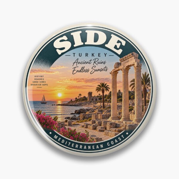 Item preview, Side Turkey Vintage Travel Badge – Mediterranean Coast Retro Souvenir designed and sold by DreamPaw Studio.