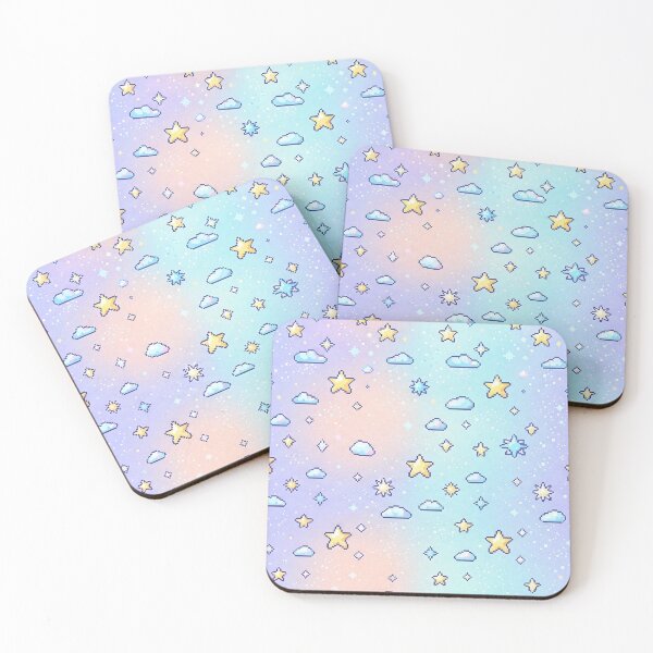 Item preview, Pastel Dreamy Gradient Stars and Clouds Pattern designed and sold by SassyArtistry.