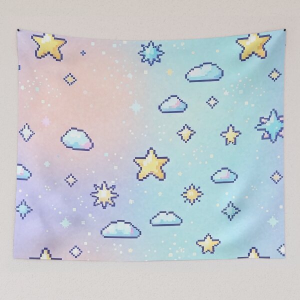 Item preview, Pastel Dreamy Gradient Stars and Clouds Pattern designed and sold by SassyArtistry.