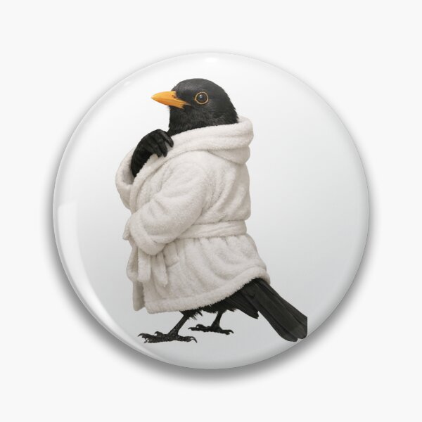 Item preview, Cozy Eurasian Blackbird in a Bathrobe designed and sold by Sillytoe.