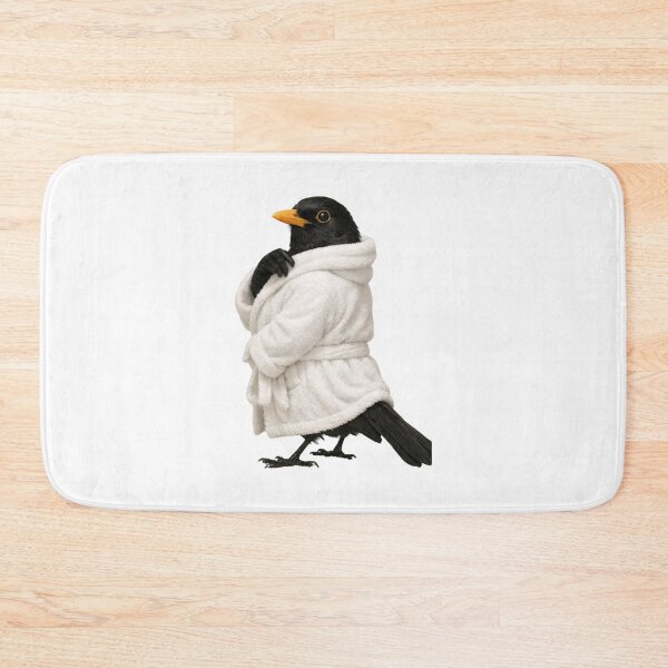 Item preview, Cozy Eurasian Blackbird in a Bathrobe designed and sold by Sillytoe.
