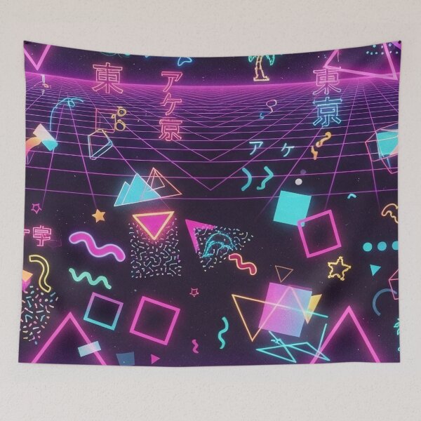 Item preview, Neon Retro Grid 1980s Synth Geometric Pattern designed and sold by SassyArtistry.