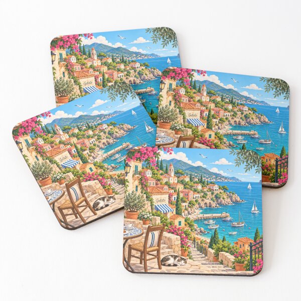Item preview, Mediterranean Coastal Village Seaside designed and sold by Glottopia.