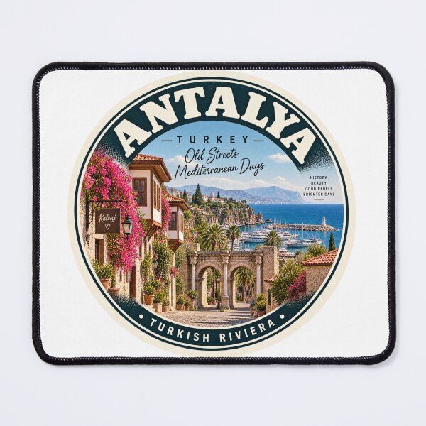 Item preview, Antalya Turkey Vintage Travel Badge – Kaleici Retro Souvenir designed and sold by DreamPaw Studio.