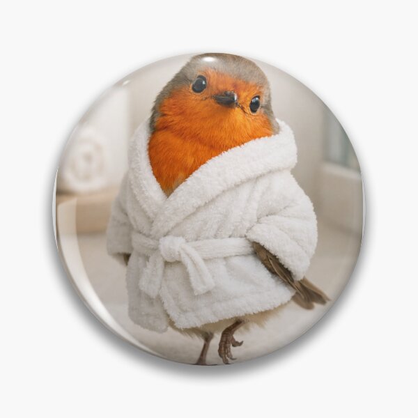 Item preview, European Robin Wearing a Bathrobe designed and sold by Sillytoe.