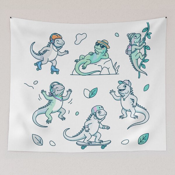 Item preview, Cute Skateboarding Iguanas designed and sold by Limuko.