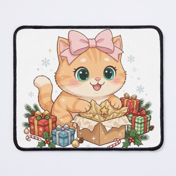 Item preview, Cute Ginger Cat Opening Christmas Gifts designed and sold by Moody Vibes Studio.