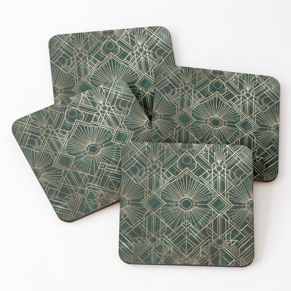 Item preview, Emerald Green and Gold Art Deco Pattern designed and sold by SassyArtistry.
