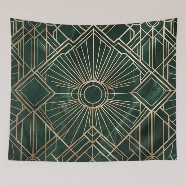 Item preview, Emerald Green and Gold Art Deco Pattern designed and sold by SassyArtistry.