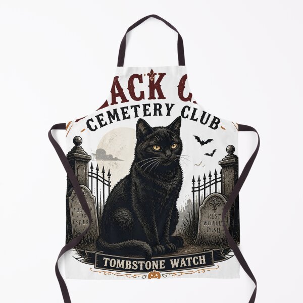 Item preview, BLACK CAT CEMETERY CLUB Tombstone Watch Halloween Vintage Screen Print designed and sold by BernoNickel.