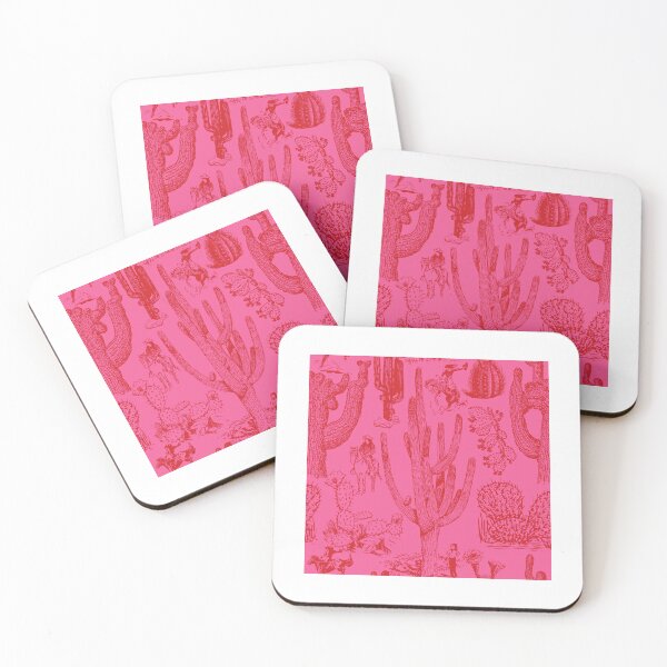 Item preview, Western Cactoile with Cowgirls in Neon Red + Pink designed and sold by YesterdayColl.