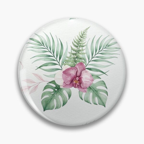 Item preview, Pink Watercolor Orchid and Palm Leaf Pattern designed and sold by SassyArtistry.