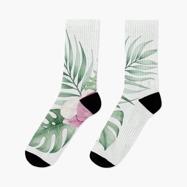 Item preview, Pink Watercolor Orchid and Palm Leaf Pattern designed and sold by SassyArtistry.
