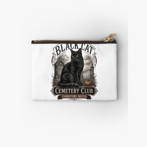 Item preview, BLACK CAT CEMETERY CLUB Tombstone Watch Halloween Gothic Engraving designed and sold by BernoNickel.