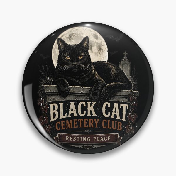 Item preview, BLACK CAT CEMETERY CLUB Resting Place Halloween Vintage Screen Print designed and sold by BernoNickel.
