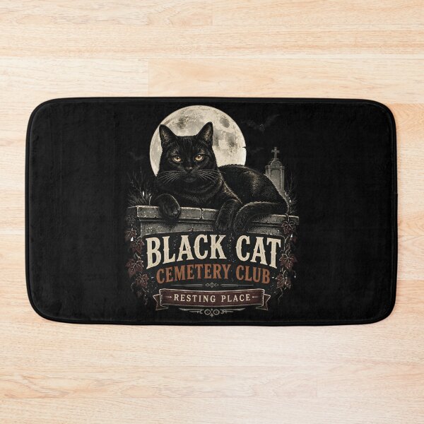 Item preview, BLACK CAT CEMETERY CLUB Resting Place Halloween Vintage Screen Print designed and sold by BernoNickel.