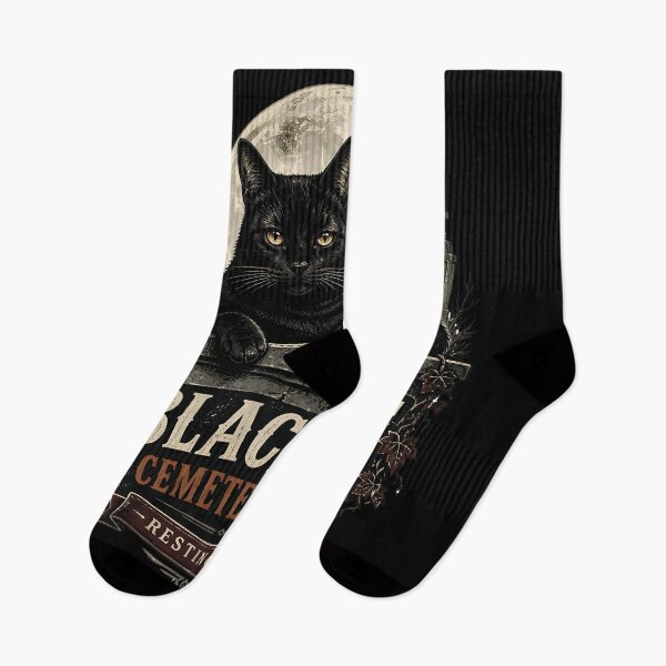 Item preview, BLACK CAT CEMETERY CLUB Resting Place Halloween Vintage Screen Print designed and sold by BernoNickel.