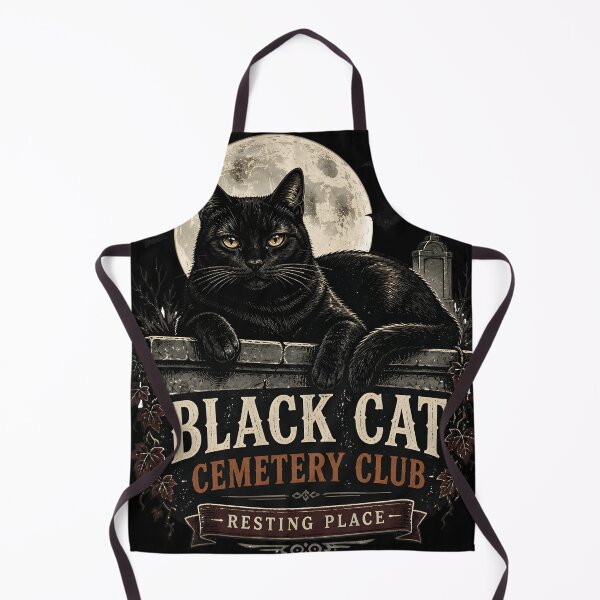 Item preview, BLACK CAT CEMETERY CLUB Resting Place Halloween Vintage Screen Print designed and sold by BernoNickel.