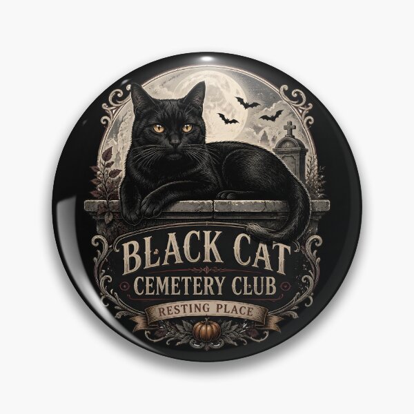 Item preview, BLACK CAT CEMETERY CLUB Resting Place Halloween Gothic Engraving designed and sold by BernoNickel.