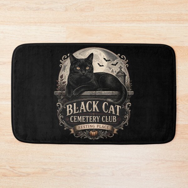 Item preview, BLACK CAT CEMETERY CLUB Resting Place Halloween Gothic Engraving designed and sold by BernoNickel.